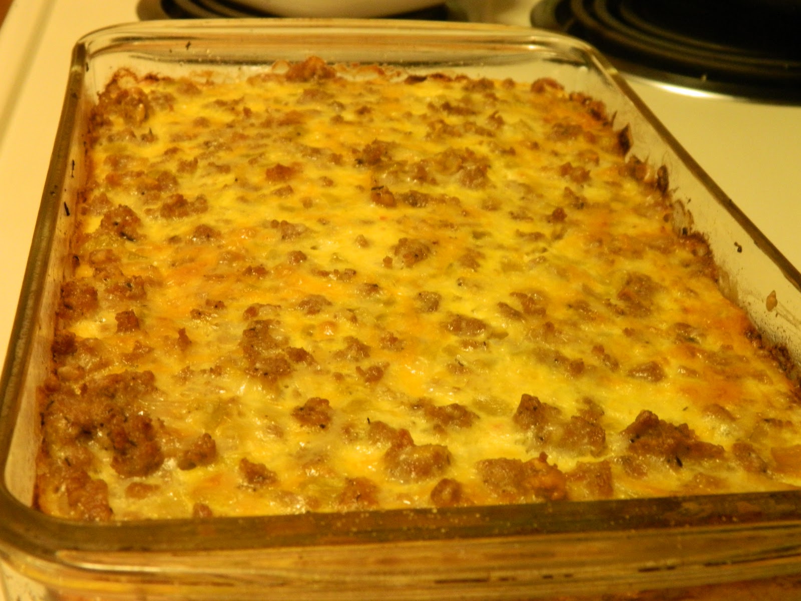 breakfast casserole with hash brown patties and sausage
